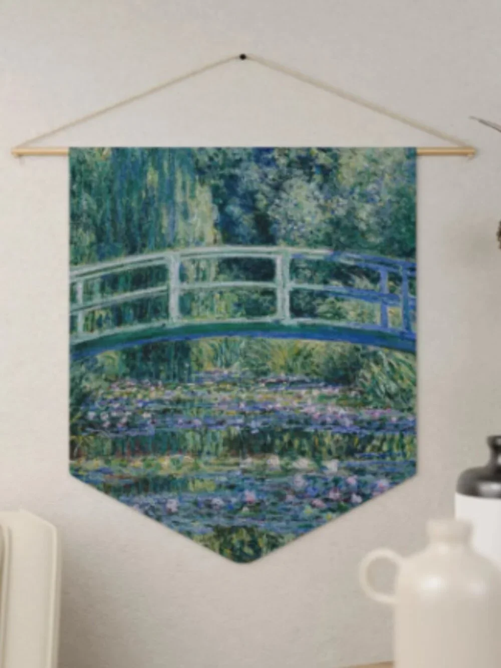 Monet Water Lily Print Pennant: Art Lover Wall Banner